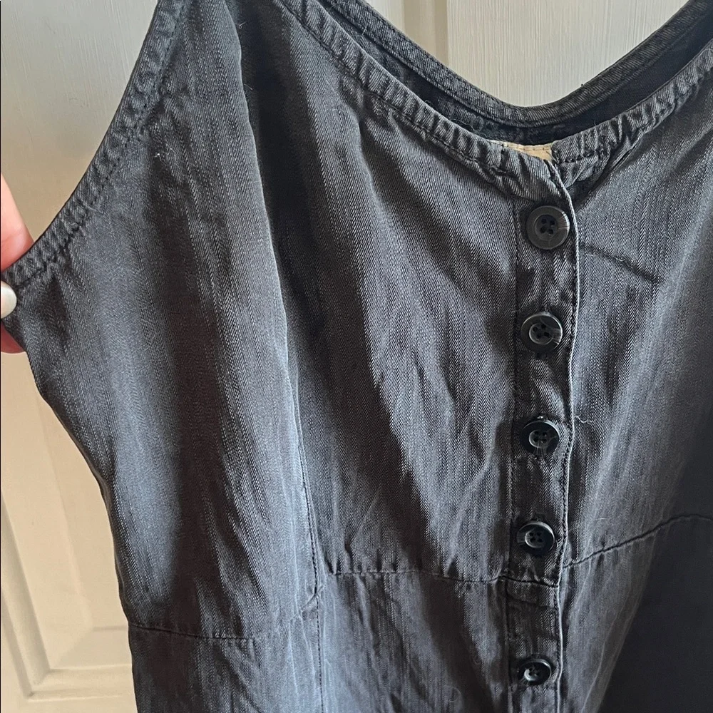 Thread and Supply Spaghetti Strap Black Button-Down Midi Dress - Picture 2 of 5